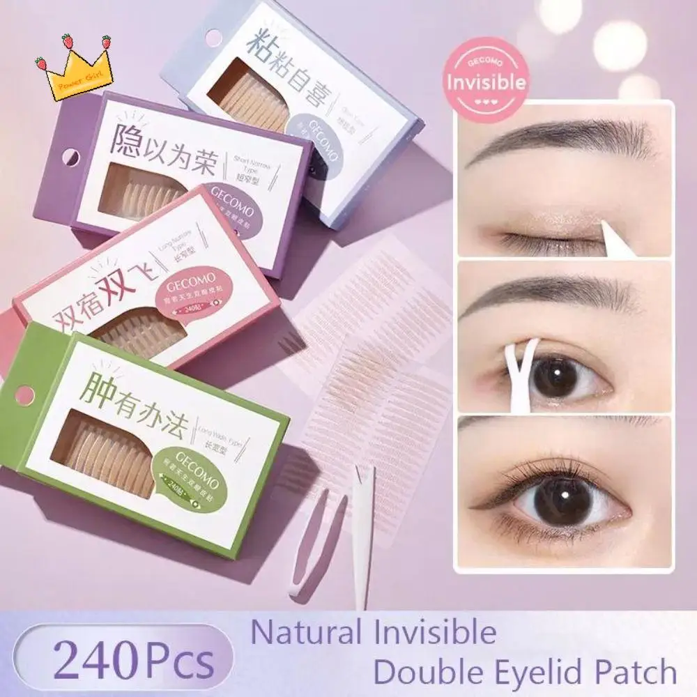 Cinta de doble párpado tipo malla, pegatinas invisibles impermeables para ojos grandes, tiras autoadhesivas para levantar los ojos, hinchazón de párpados, 240 Uds.