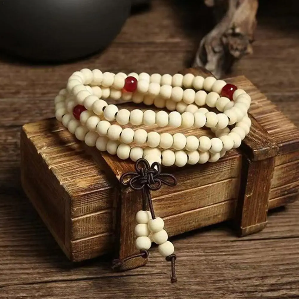 6mm Men Women Vintage Bracelet Wooden Beads Meditation Prayer Buddha Stretch Bracelets Sandalwood Chinese Buddhist Jewelry Gift