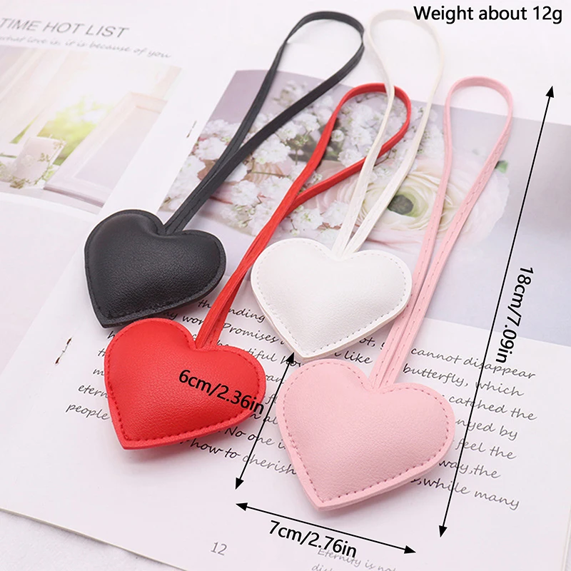 Heart Shaped PU Leather Keychain Fashion Cute Handmade Pendant Car Keychain Female Bag Charm Accessories Jewelry Gifts