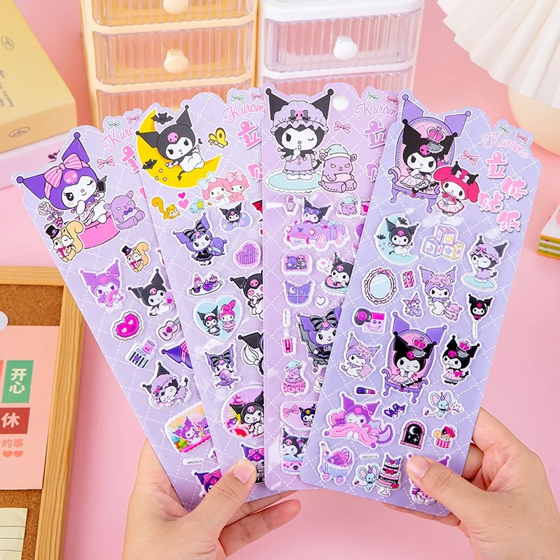 24pcs/lot Sanrio Kuromi Melody 3D Stickers Cute Capybara DIY Diary Decorative Stationery Sticker Album Stick Label School Supply