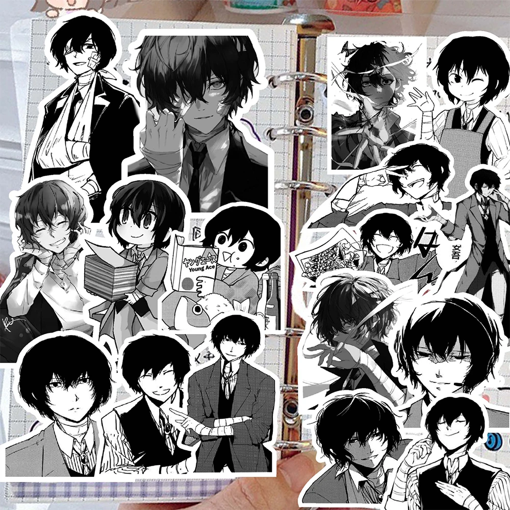 10/30/73pcs Bungo Stray Dogs Black White Cartoon Graffiti Stickers Decals for Kid DIY Laptop Guitar Diary Cool Anime Sticker Toy