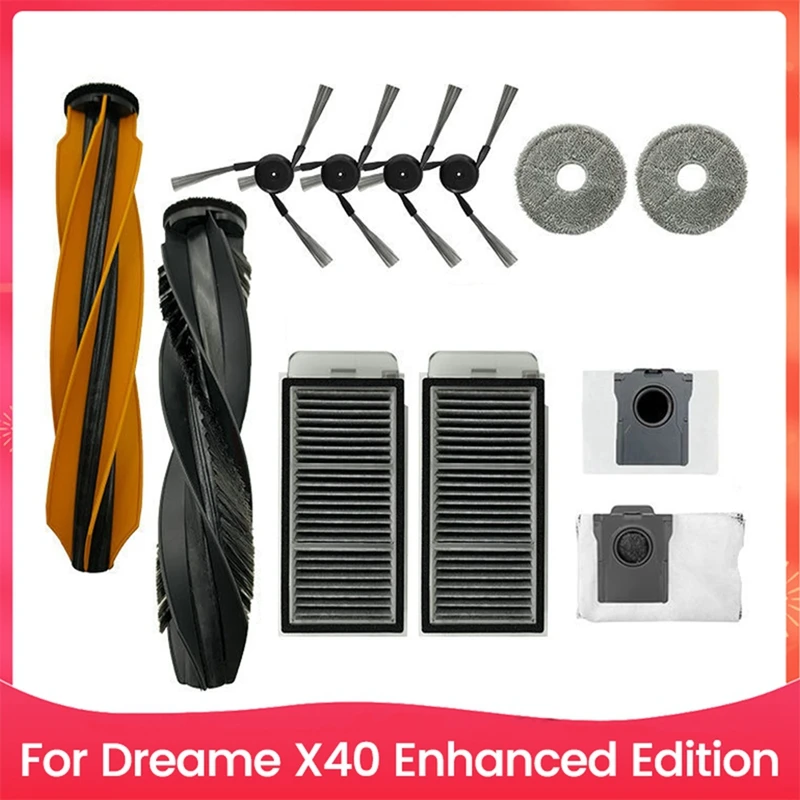 12PCS Brush Mop Cloth Dust Bag And Filter For Dreame X40 Enhanced Edition Sweeping Robot Accessories Replacement Parts