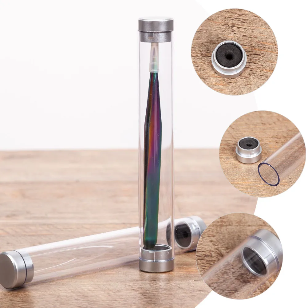 

6pcs Transparent Pen Case Clear Acrylic Storage Boxes Tubes with Lids for Pencils Pens Student Stationery Gifts Desk Organizer