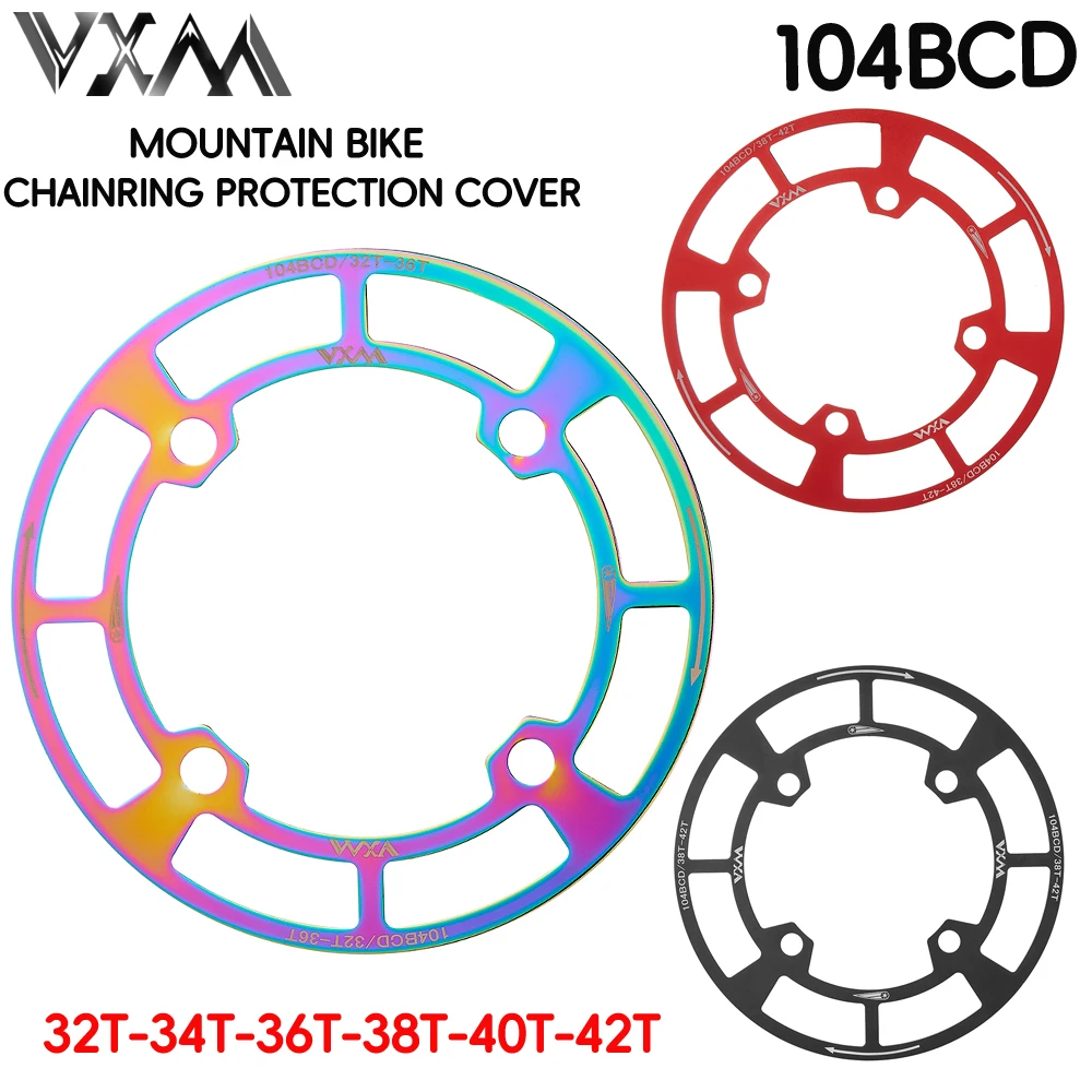 VXM MTB Bike Crank Protector 104BCD 32/34/36/38T/38402T Chainring Protection Cover Bicycle Crankset Guard Chainwheel Accessories