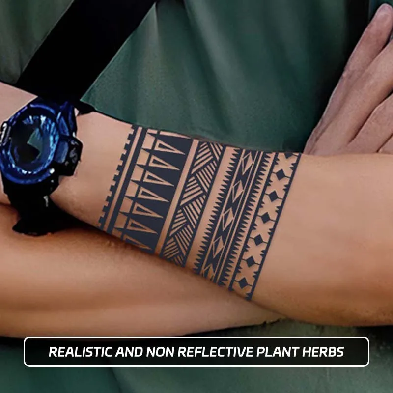 1pc Geometric Pattern Bracelet Waterproof Temporary Tattoo, Lasting 1-2 Weeks, Realistic Semi-Permanent Fake Tattoo