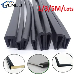 1/3/5Meters Rubber Edge Strip U Section Seal Edge Shield Encloser Bound Glass Metal Sheet Panel Board Anti-Collision