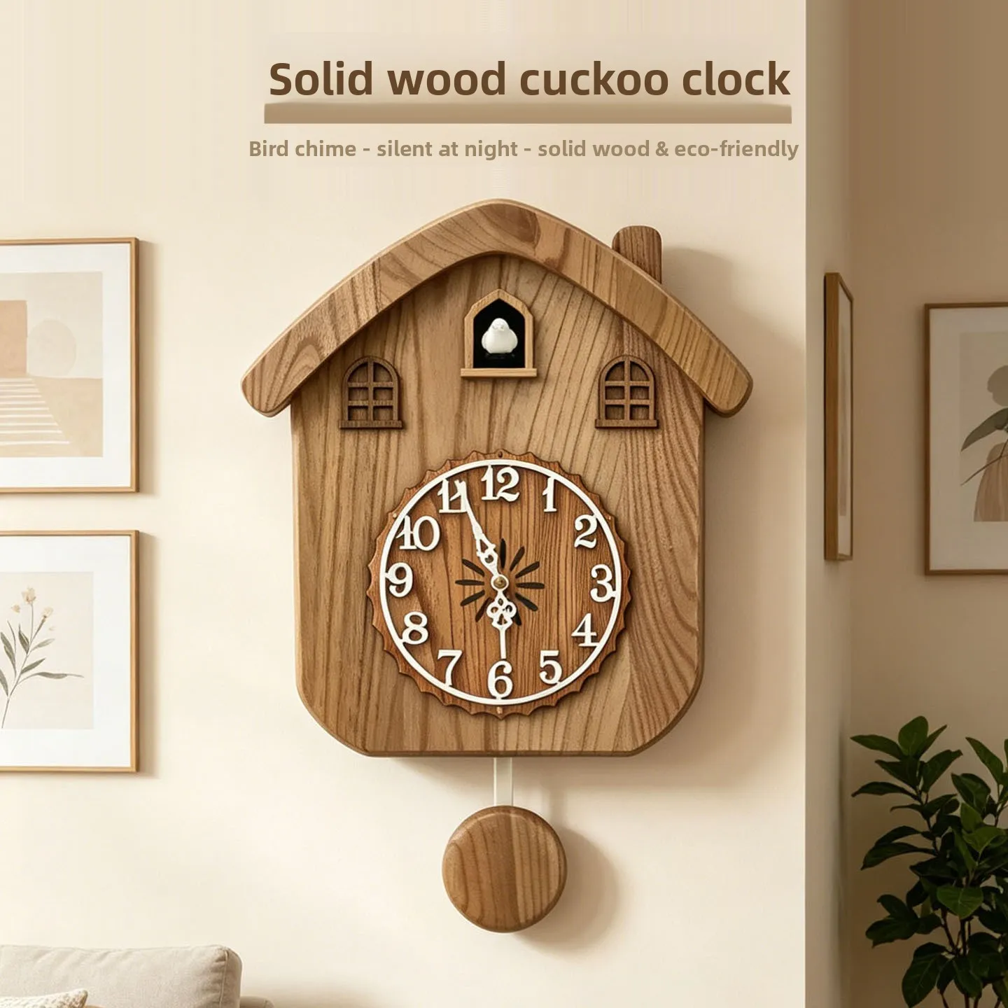Cuckoo wall clock pastoral ancient style cooing on the hour music clock bedroom living room entrance are applicable