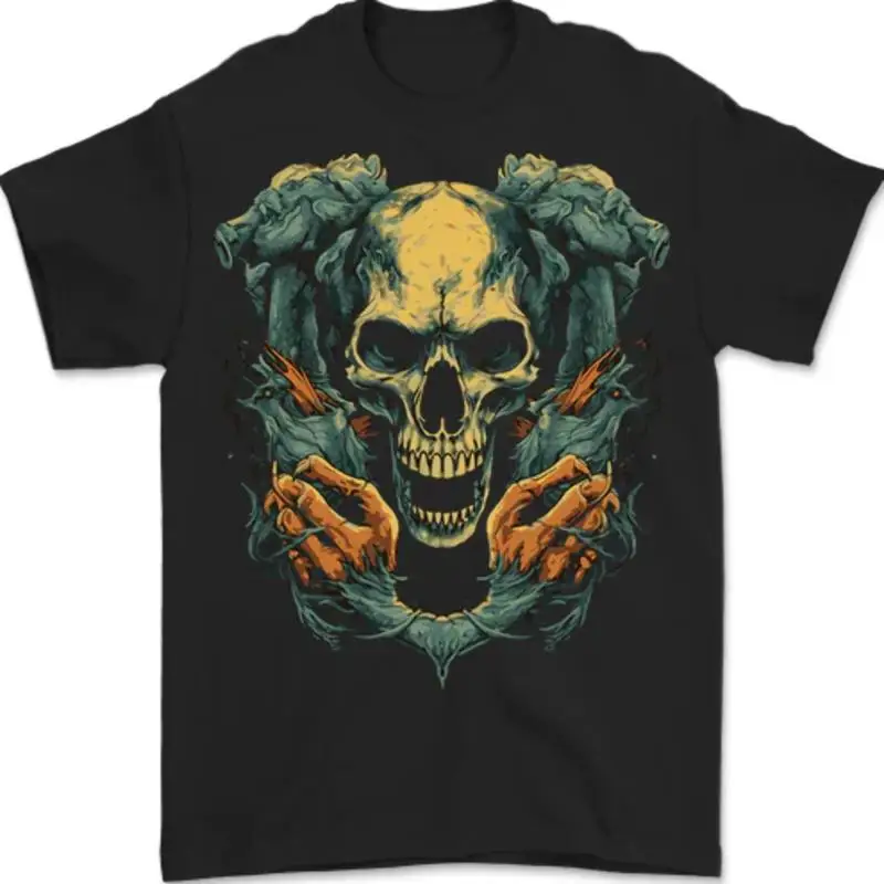 Camiseta con calavera miscelada Mal Demonic Halloween Demon para hombre 100% algodón