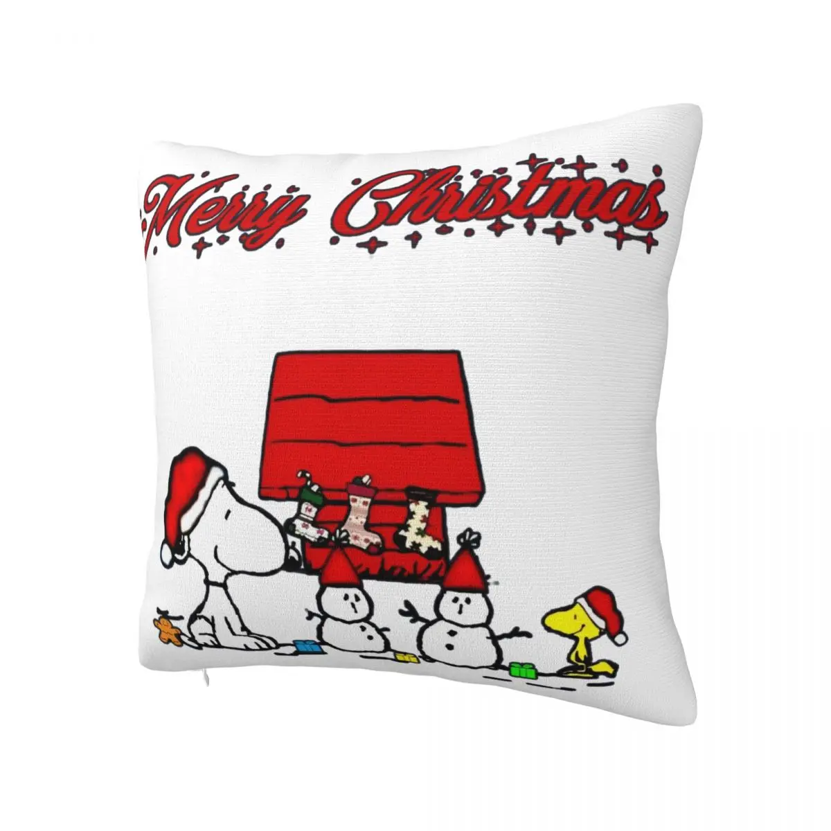 Pillow Cover Christmas Snoopy Cartoon Printed Cushion Cover Woodstock Peanuts Charlie Brown Pillow Case Pillowcases