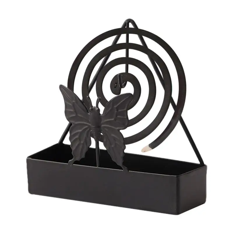 

Anti-Scald Mosquito Coil Holder With Tray Creative Wrought Iron Triangular Shape Mosquito Repellent Incense Rack Home Decor Tool