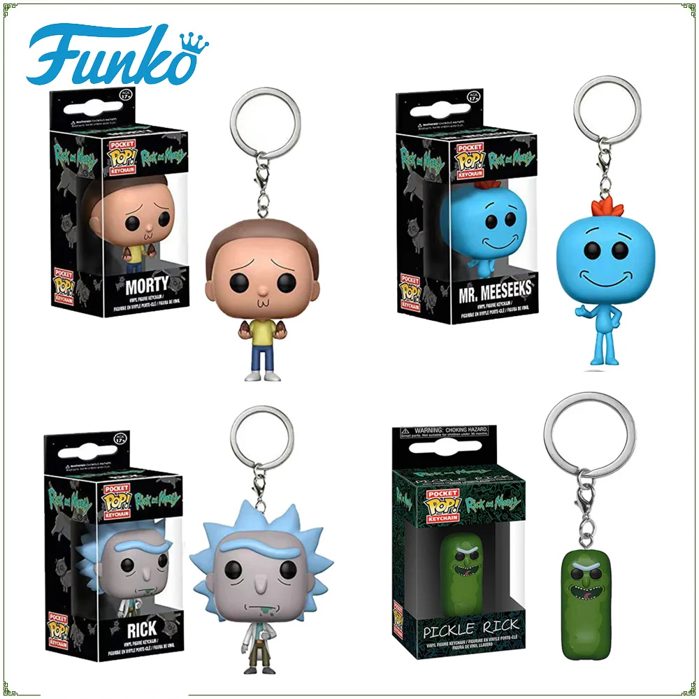 FUNKO POP Keychain Rick and Morty Classic Cartoon Anime Figures Keyrings Backpack Pendant Dolls Decoration Children Xmas Gifts