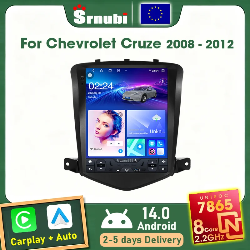 Carplay sans fil pour Chevrolet Cruze J300 2008 - 2012, autoradio Android Auto, navigation GPS, lecteur multimédia 2 Din QLED, écran tactile, DSP Audio, 8 cœurs, 4G, WIFI, Bluetooth 5.4, RDS, EQ, UIS7865, Plug and Play