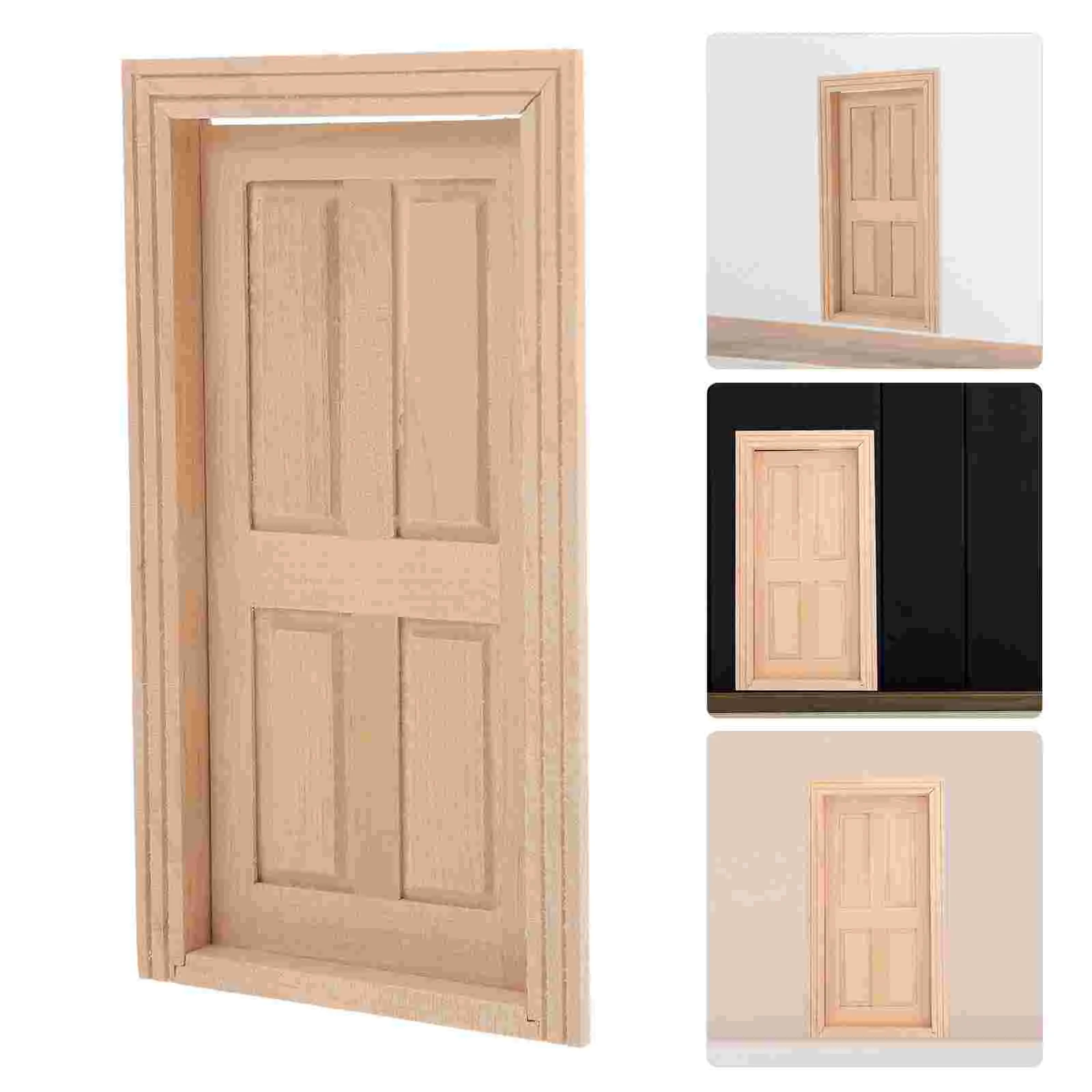 Mini Gate Model House Wooden Door Baby Miniature Construction Supplies Simulation Fairy Accessories