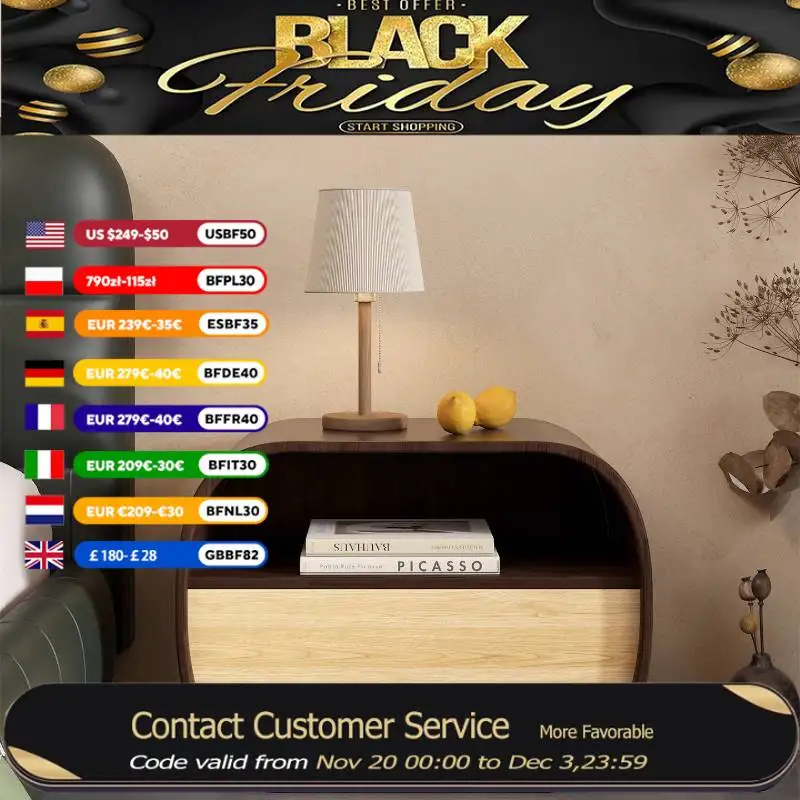 

Black Oak Bedside Table Bedroom Luxury Designer Minimalist Small Bedside Table Modern Space Saving Mesitas De Noche Furniture