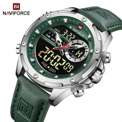 Relógio de pulso luminoso casual Naviforce, quartzo movimento Seiko, contra água, cronógrafo, pulseira de couro, novo, 2022