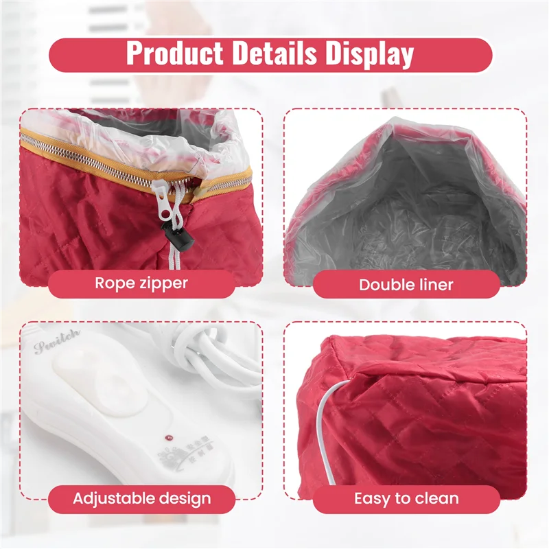 

A69M-Hair Mask Thermal Heating Temperature Controlling AC100-240V All Types Electric Hair Steamer 50-75W 50-60Hz Cap Eu Plug
