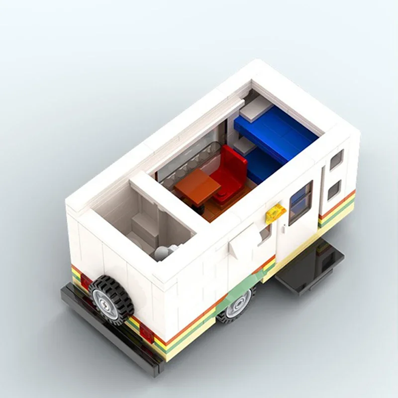 Modelo de coche urbano, ladrillos de construcción MOC, acogedor Camper, remolque de viaje, caravana, tecnología Modular, regalo, vacaciones, montar, traje de juguete para niños