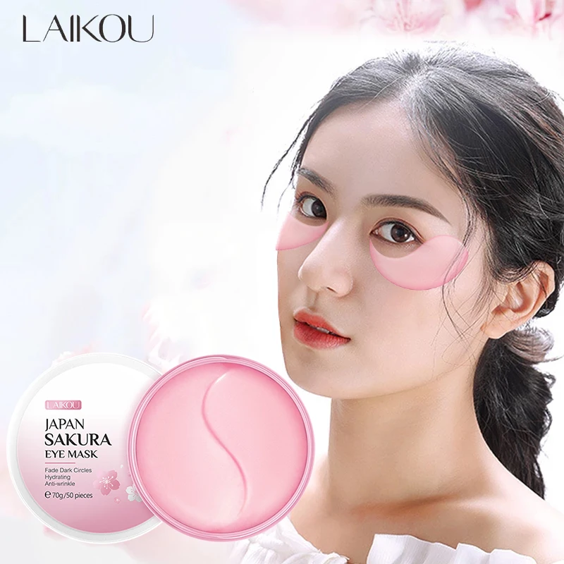 50 Pcs Sakura Crystal Eye Mask Natural Moisturizing Gel Eye Patches Remove Dark Circles Anti Age Bag Eye Wrinkle Korea Skin Care