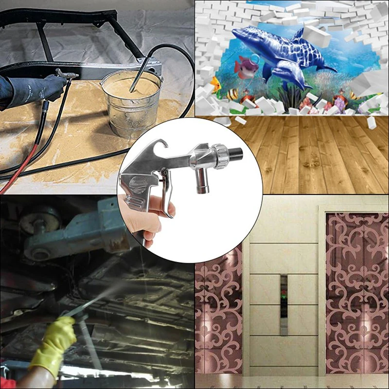 سيفون نوع ساندبلاستر عدة جلخ الرمال التفجير بندقية رذاذ بندقية الصدأ إزالة مع محول الهواء السريع لخزائن الرمل