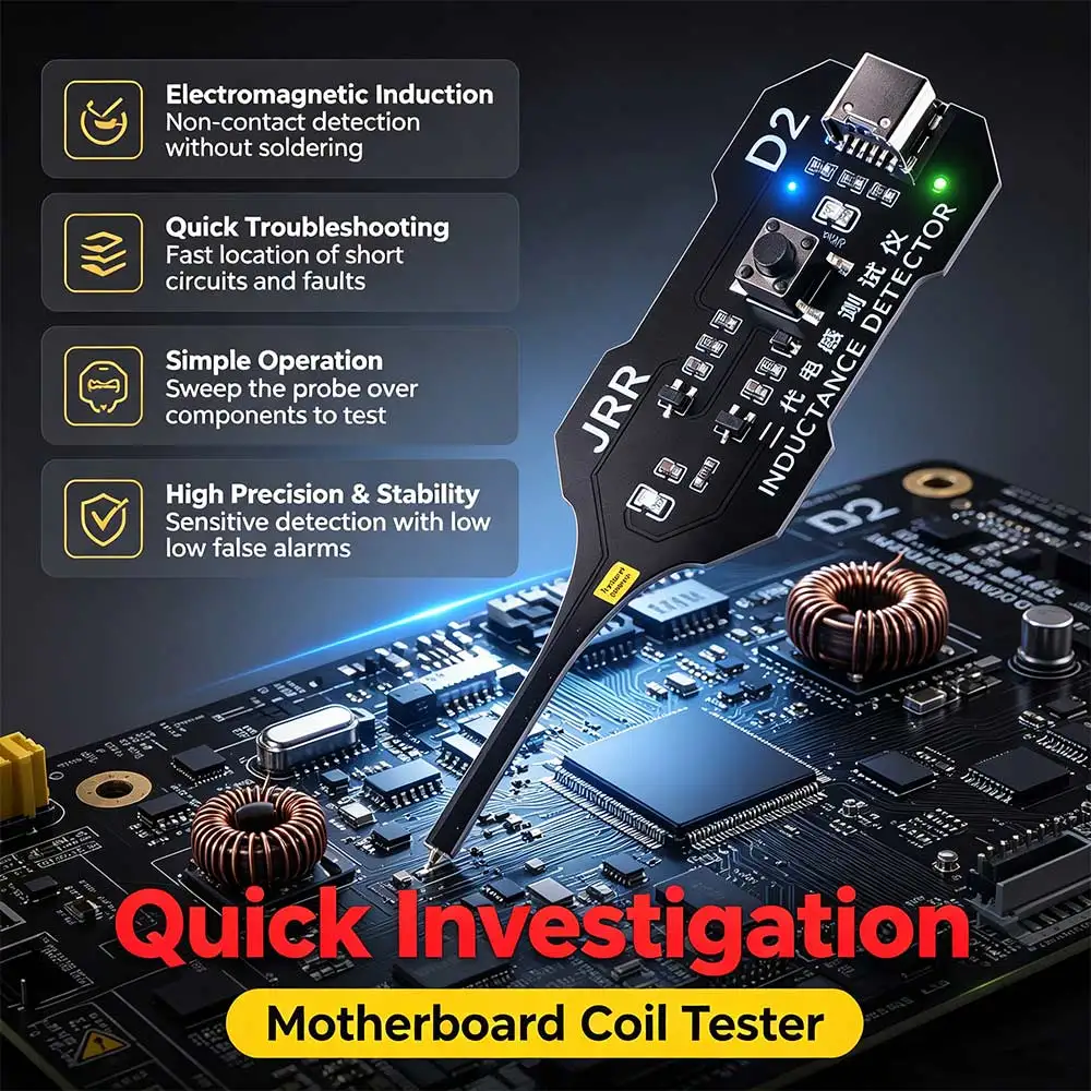 High Accuracy Motherboard Coil Tester Strong Stability Quick Investigation Inductor Detector Tool Portable Professional
