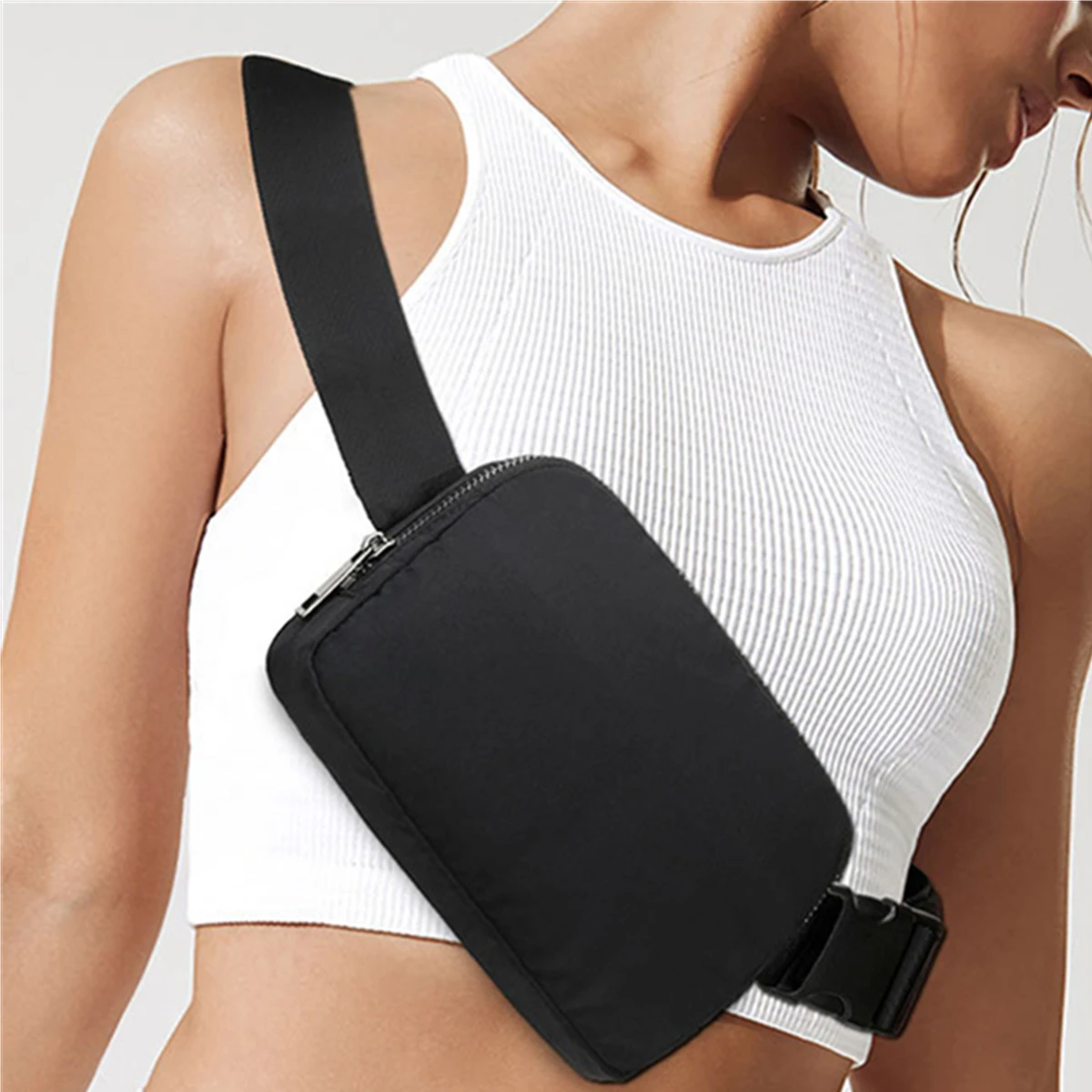 Solid Color Waist Bag Outdoor Sports Crossbody Chest Bag Simple Durable Sling Bag Unisex Fashion Versatile Fanny Pack