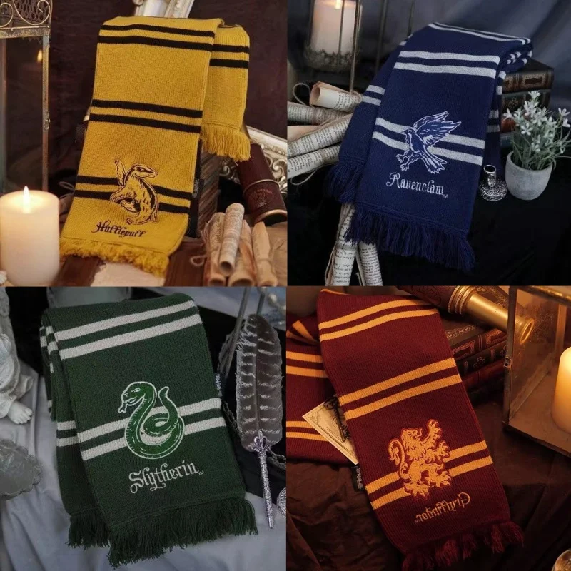 New Potter Gryffindor Long Scarf Ravencla Hermione Slytherin Hufflepuff Cosplay Scarf Winter Warmth Christmas Birthday Gift