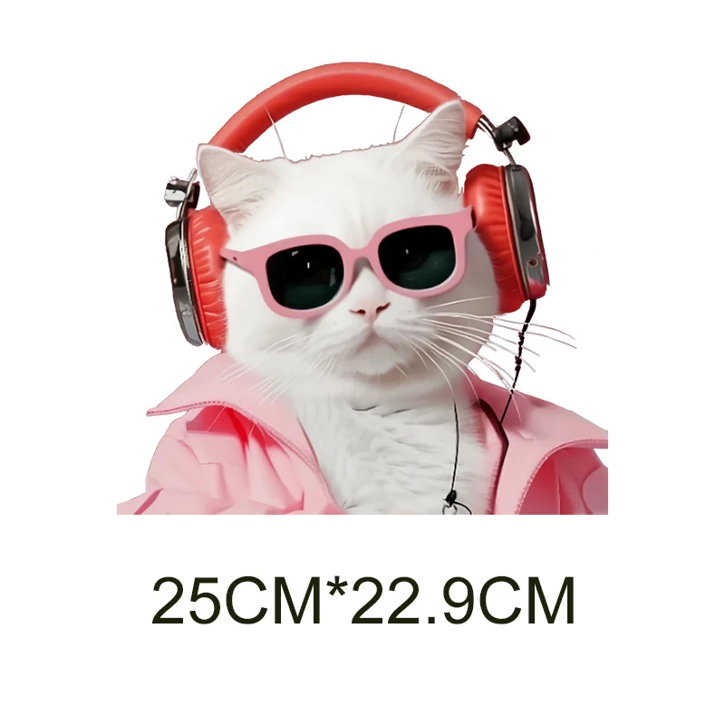 القط الاستماع إلى الموسيقى أزياء DTF الملابس صائق DIYT قميص حقيبة قماش سترة الفينيل التصحيح آلة قابل للغسل المياه قابل للغسل #6
