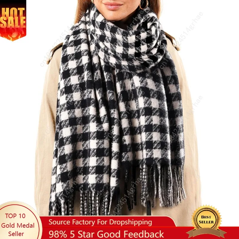 

FURTALK Winter Scarf for Women Plaid Scarves with Tassels Long Shawl Wraps, Cashmere Feel Large Oversized Scarves
