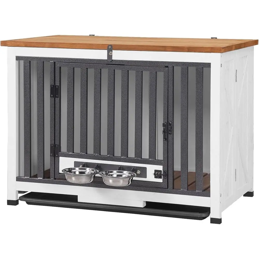 

Мебель для ящика Складная питомник для собак для маленьких и средних собак Большой дом для собак из массива дерева с миской Прочная клетка для собак Торцевой столик