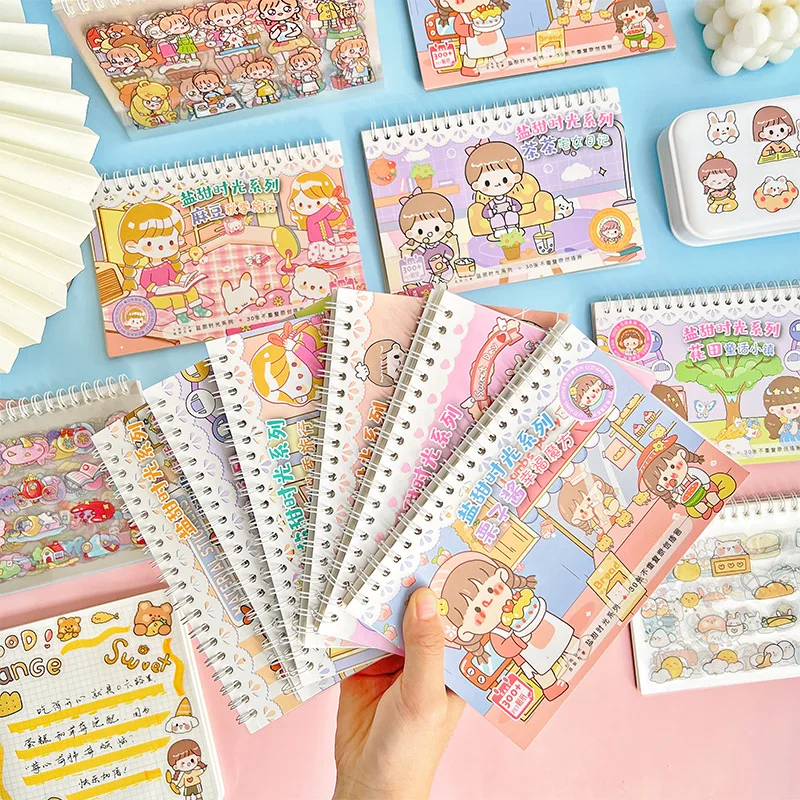 30 Sheets  Children's Cartoon Sticker Material  Ins Cute Hand Account Set Sticker planner stickers kawaii stationery