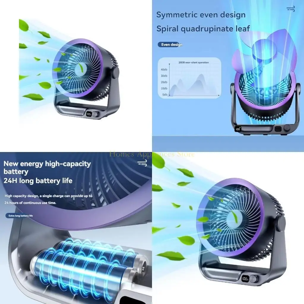 

D0AB тихий вентилятор настольного компьютера со 100 регулируемым скоростью перезаряжаемый подвесной вентилятор, подходящий для в