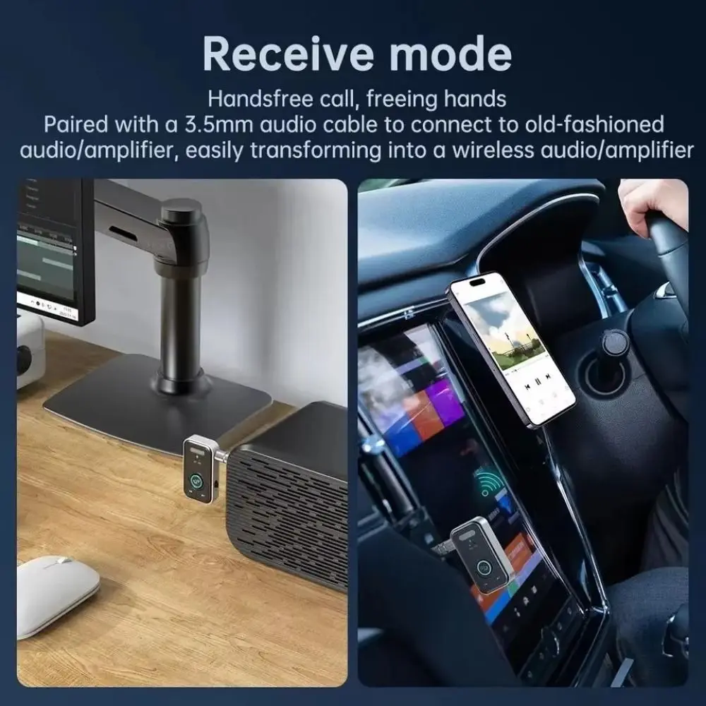 2 in 1 Bluetooth 5.3 Receiver Transmitter 3.5mm AUX Mini Bluetooth Wireless Adapter Bluetooth-compatible Wireless