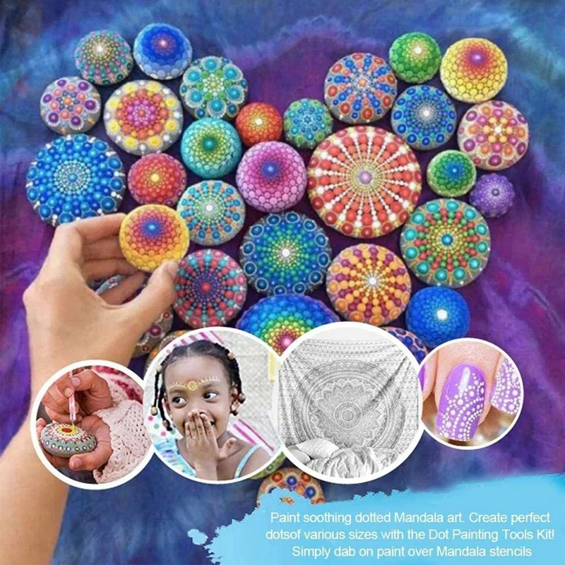 A21I-26X Mandala Dotting Tools Set For Painting Rocks,Painting Rocks Dot Kit,Acrylic Stick,Point Drill Tool