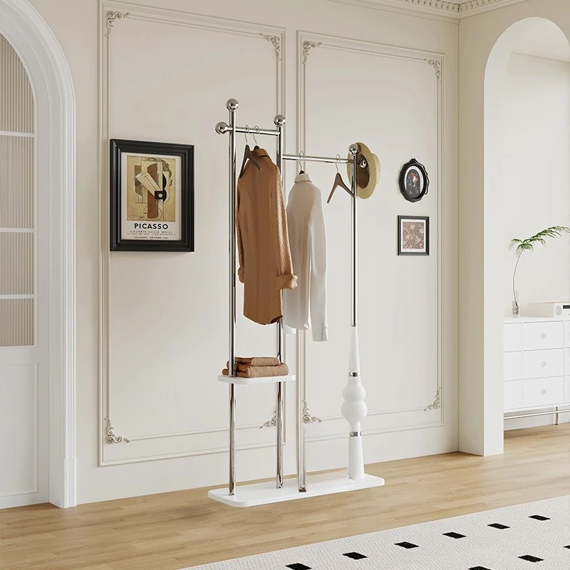 Multifunctional storage integrated movable bedroom solid wood floor hanger