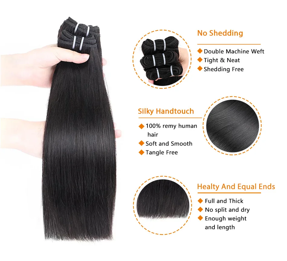 12A Brazilian Remy Straight Hair Bundles Alta Qualidade Osso Straight Cabelo Humano 100% Pacote de Cabelo Humano para Mulheres Negras Extensão