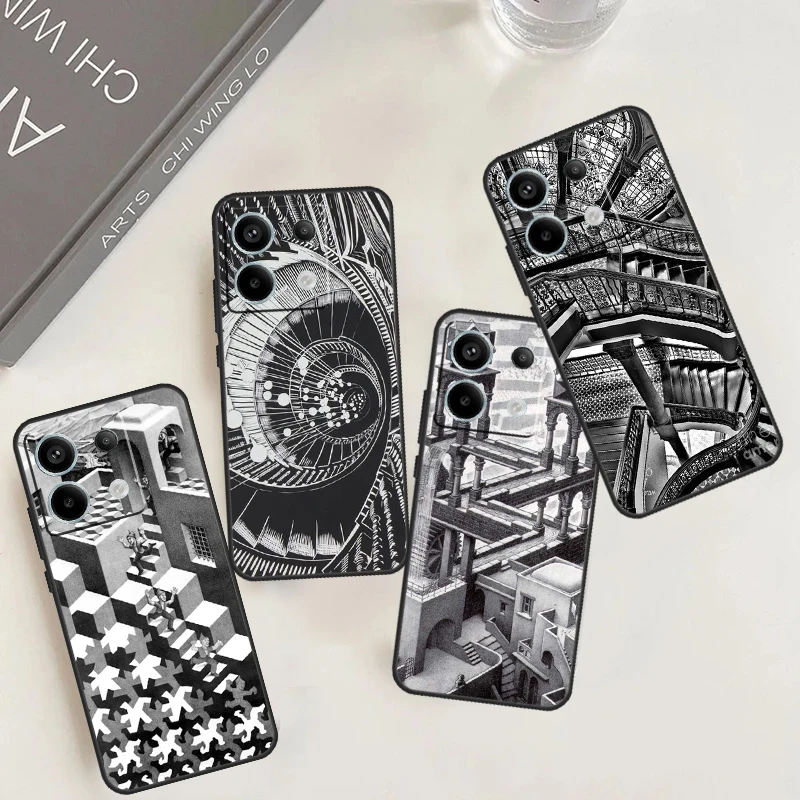 Escher Staircases Case For Xiaomi Redmi Note 12 11 10 9 13 Pro Plus 9S 10S 11S 12S Redmi 13C 9C 10C 12C Cover