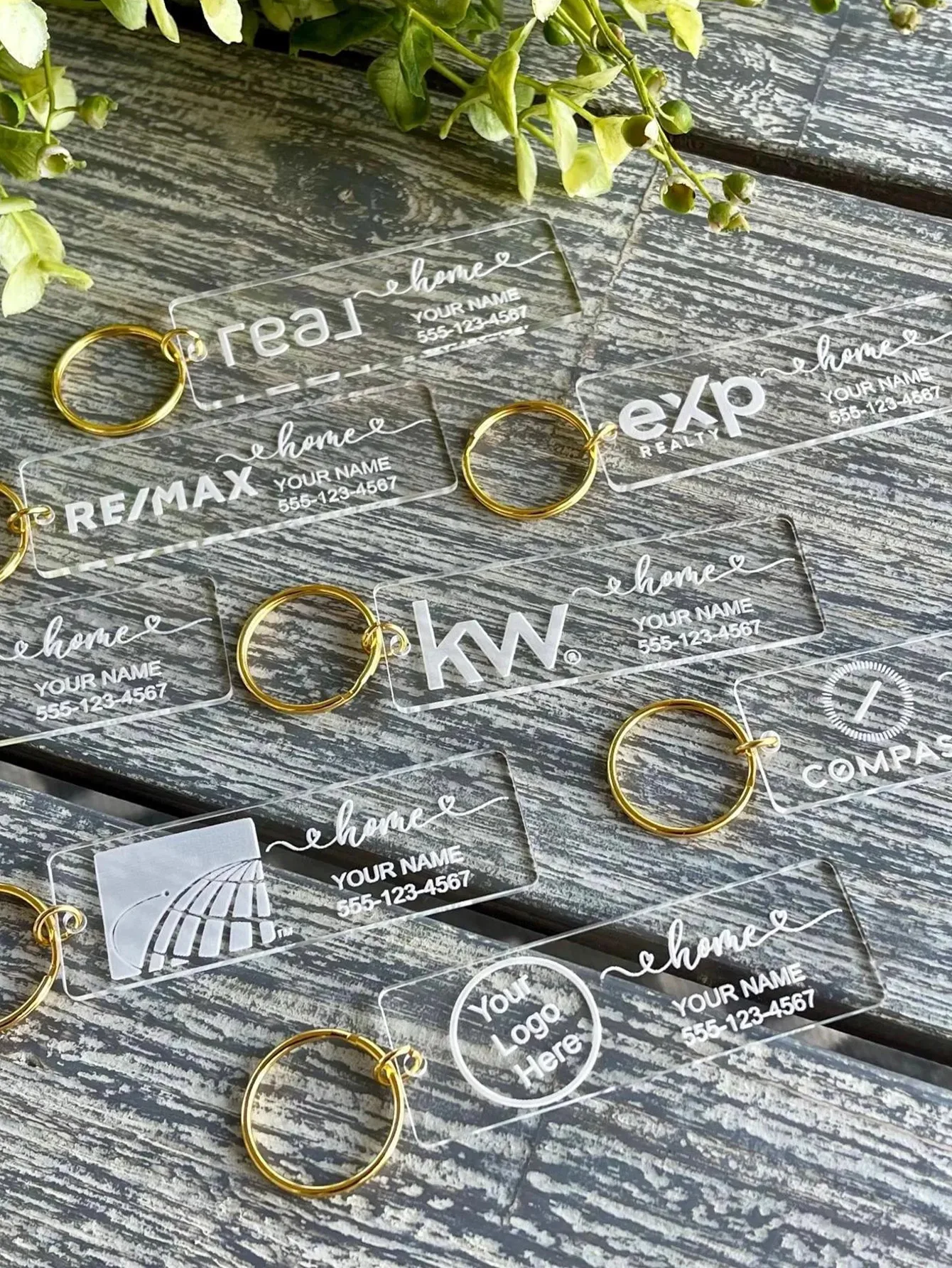 قطعة واحدة من سلسلة المفاتيح المخصصة - مخصصة مع الشعار ورقم الهاتف، قسط Ins-Style شفاف، منقوش بالليزر DIY، هدية مثالية لـ D