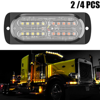 2/4PCS Strobe Warning Light Amber LED Truck Side Flashing Beacon Emergency Hazard Marker Grille Lamp Trailer Pickup SUV 12V 24V