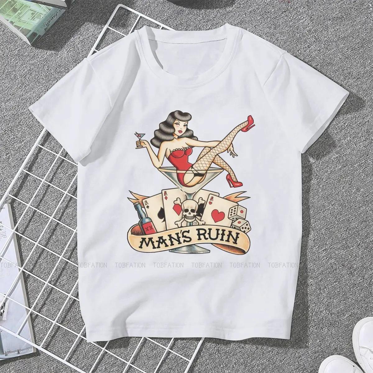 Martini Pin Up Girl Cute Girls Women T-Shirt  5XL Blusas Harajuku Casual Short Sleeve Vintage Oversized Tops