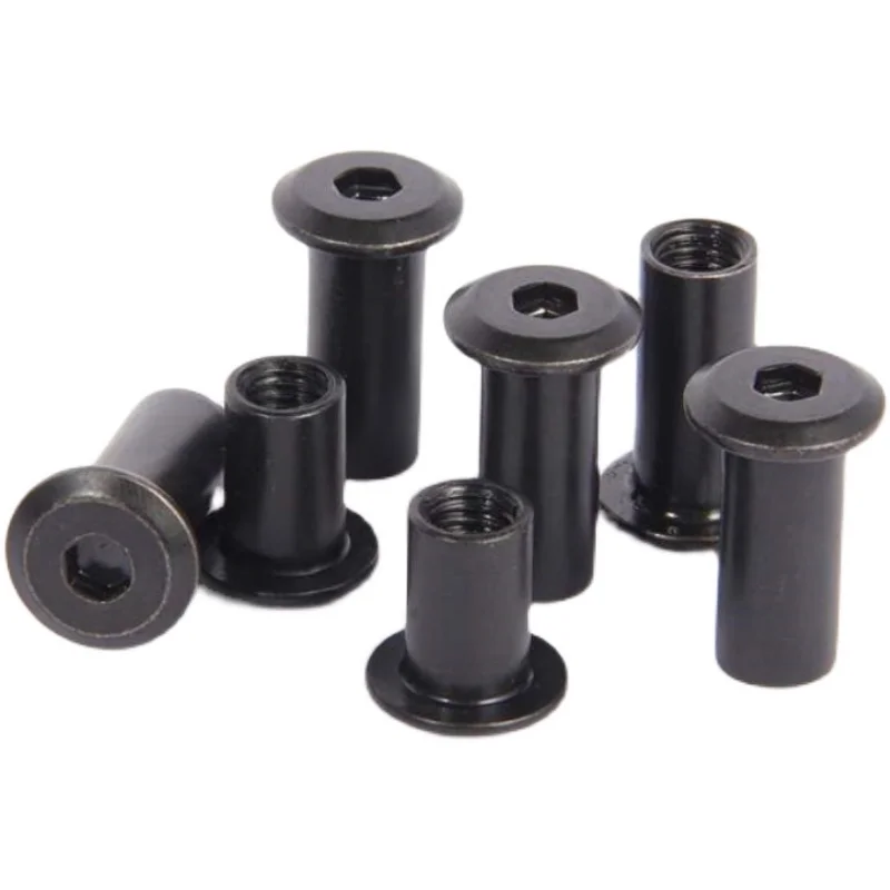 50/ 20/ 10PCS M3 M4 M5 M6 M8 Black Carbon Steel Large Flat Hex Hexagon Socket Head Rivet Connector Insert Joint Sleeve Cap Nut