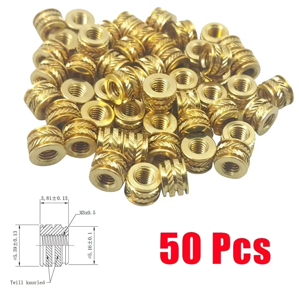 Brass Threaded Screw Insert Accessories Brass For 3D Printing Heat 3mm-0.5 Metal Parts Replacement For Nut