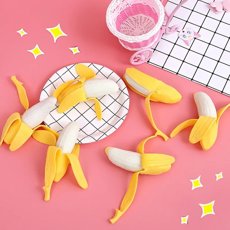 Novelty Banana Squeeze Toy, slippery rubber fidget for party games and casual fun