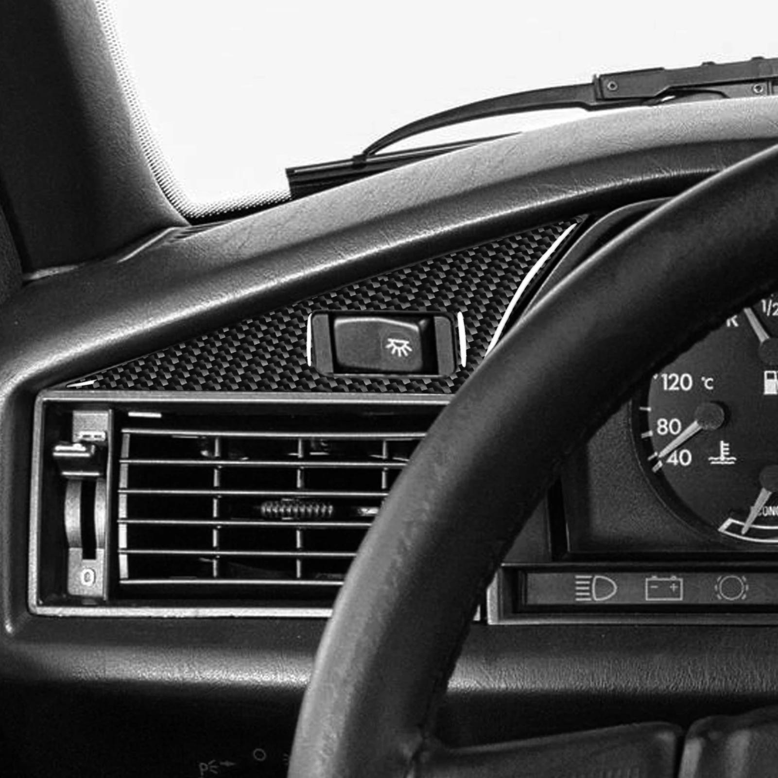 For Mercedes-Benz W201 190/190E 1982-1993 Carbon Fiber Center Air Vent AC Shift Door Panel Car Accessories Decorative Stickers