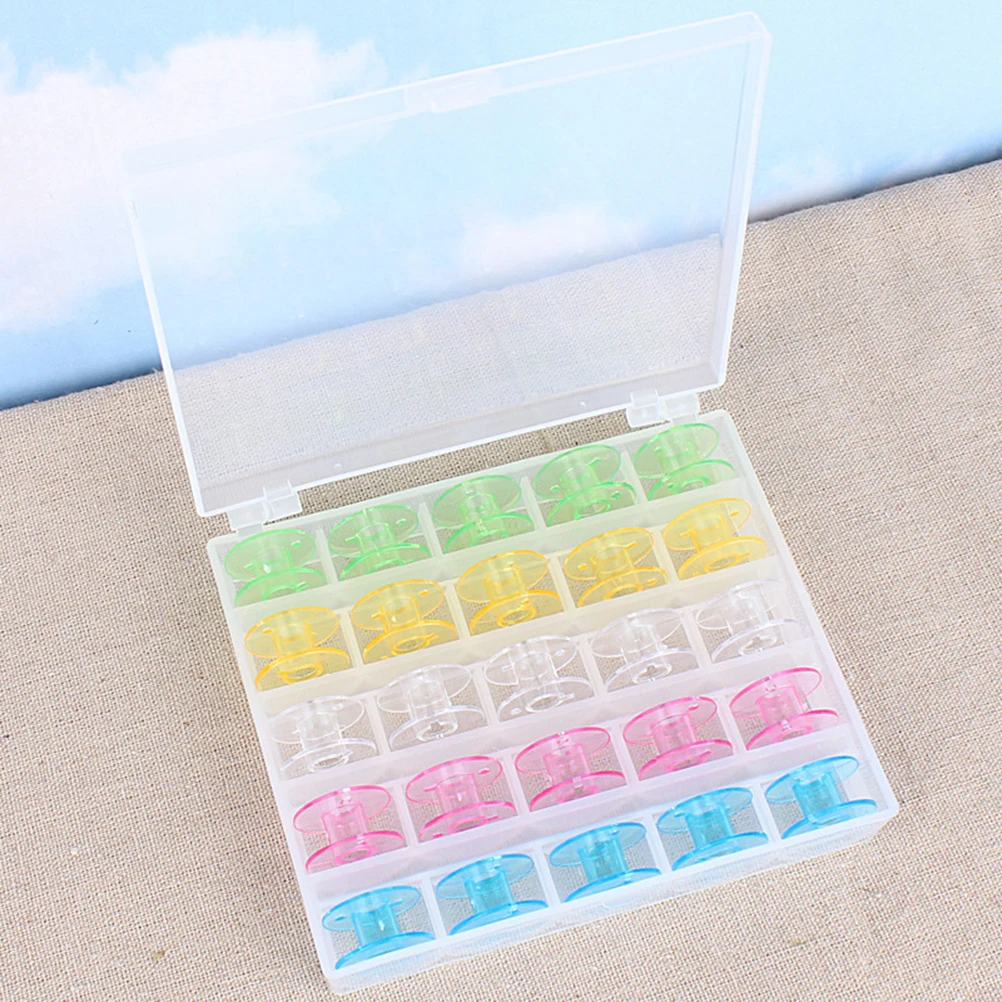 

3pcs Bobbin Box Lightweight Clear Storage Case Sewing Machine Organizer Travel Container 25 Divided Lockable Latch Lid Bobbins