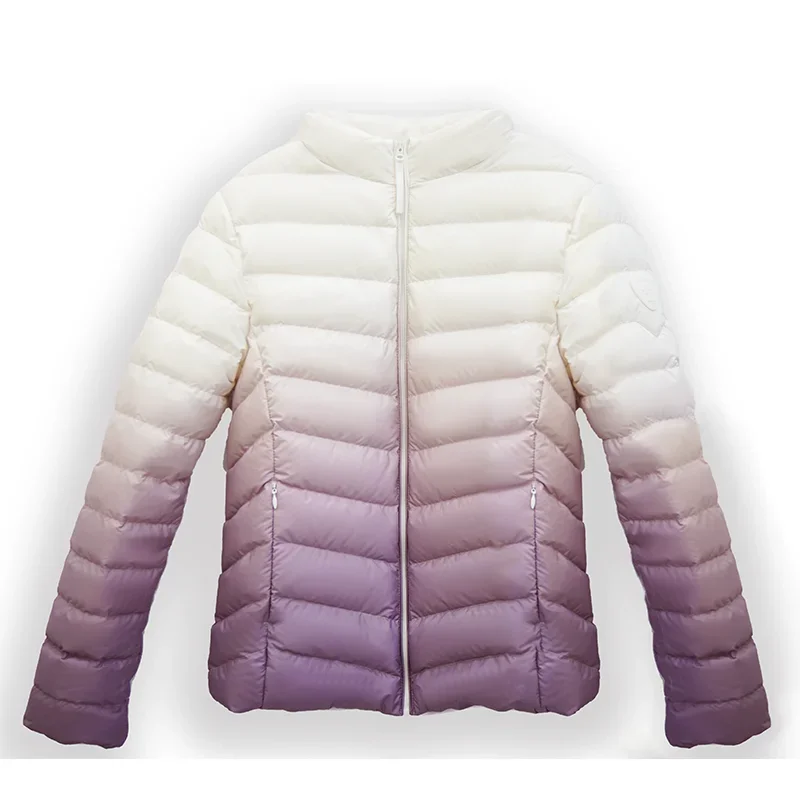 Chaqueta de plumón de pato para mujer, abrigo fino ultraligero, corto y cálido, color blanco, otoño e invierno, 2023, 90%