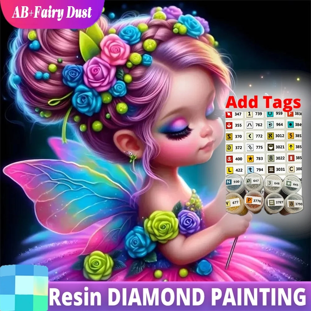 

Resin AB Fairy Dust Diamond Mosaic Girl Portrait New Arrival Character Embroidery Elf Painting Full Square Round DIY Child Hobby