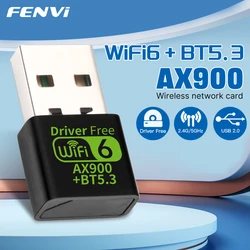 FENVI 900Mbps WiFI 6 USB Adapter Bluetooth 5.3 Wireless Network Card Dual Band Driver Free USB Dongle Wifi6 for PC Win 10 11