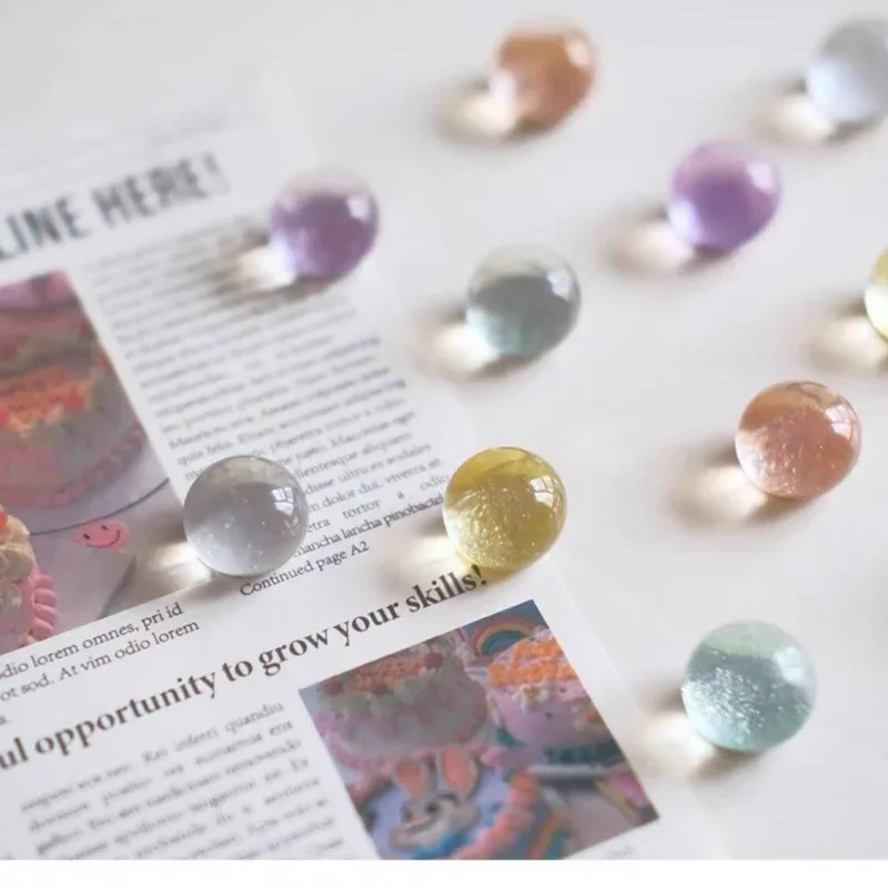 6/12 Pcs 15mm Blingbling Glitter Round Resin Half Ball Fridge Manget Home Decor Sticker Message Note Magnetic Decoration Gift