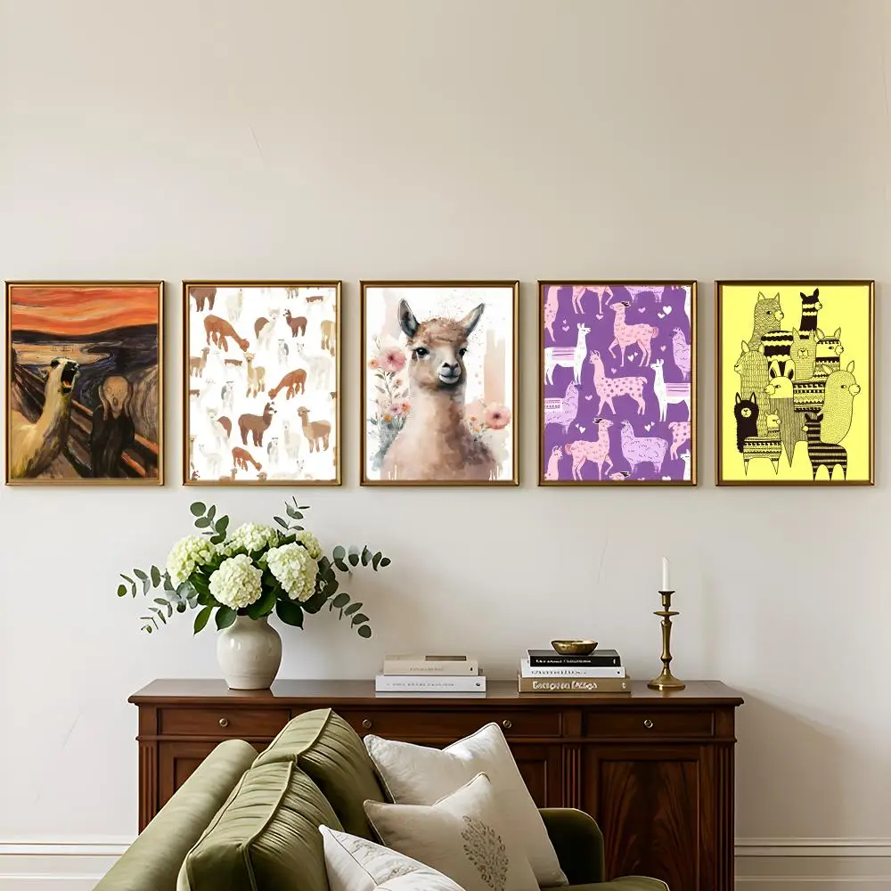 Alpaca Art Poster HD Peel Stick Wall Art-Self-Adhesive,Resid