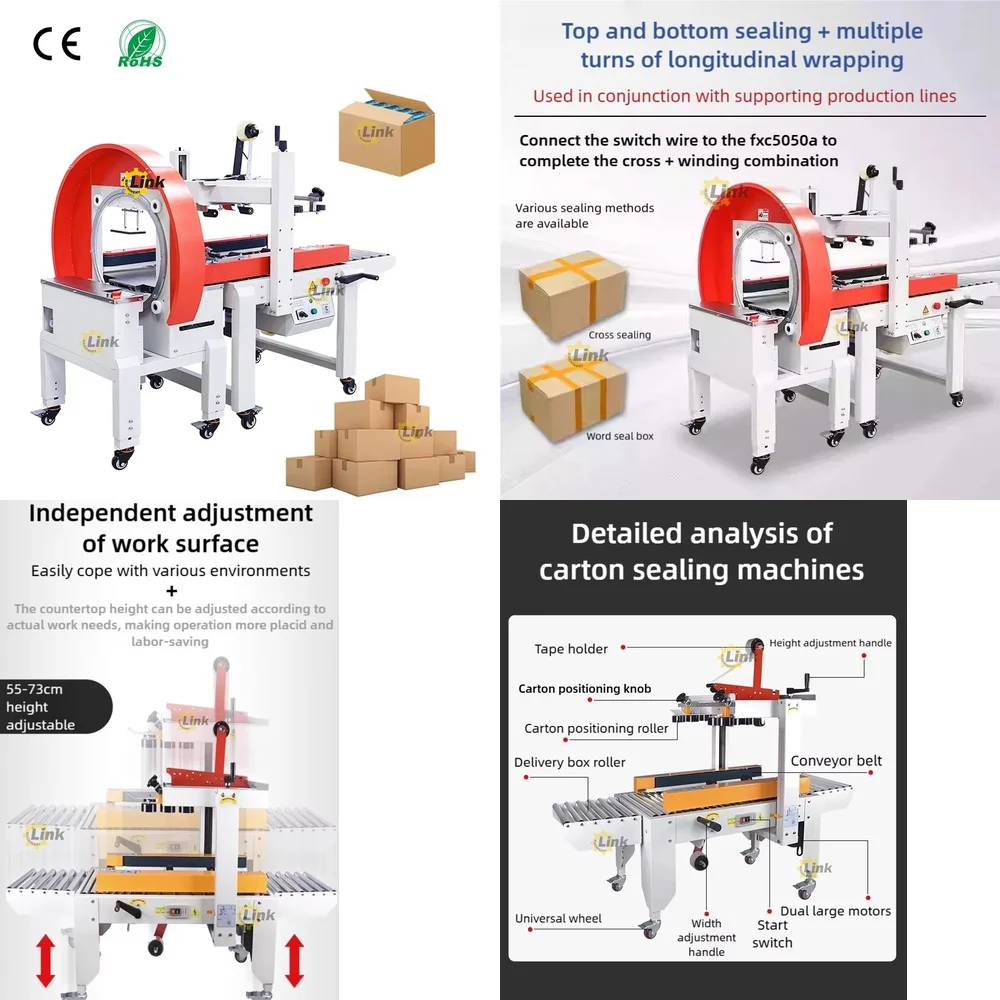 

China Manufactured Box Carton Packing Machine with Tape Winding for Square Cartons Semi Automatic Carton Box Packing Machine